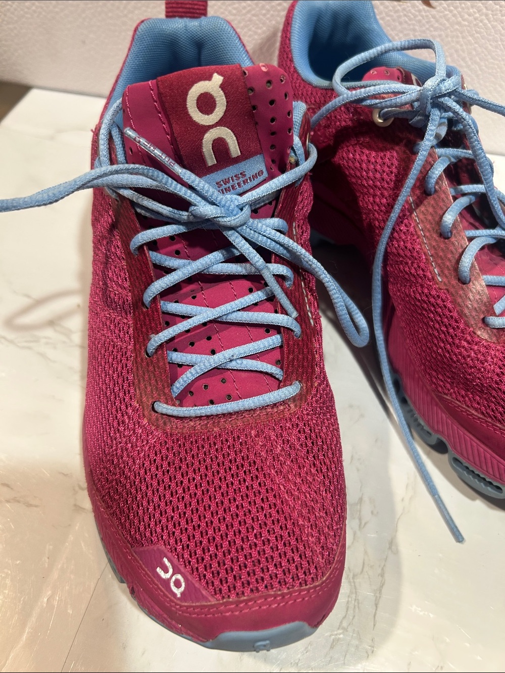 On Running Women's Magenta Running Shoes with Light Blue Accents - Picture 11 of 11